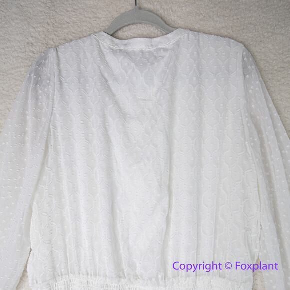 New!‎ White House Black Market Smocked Blouson Dress ivory white, size L - Picture 13 of 16